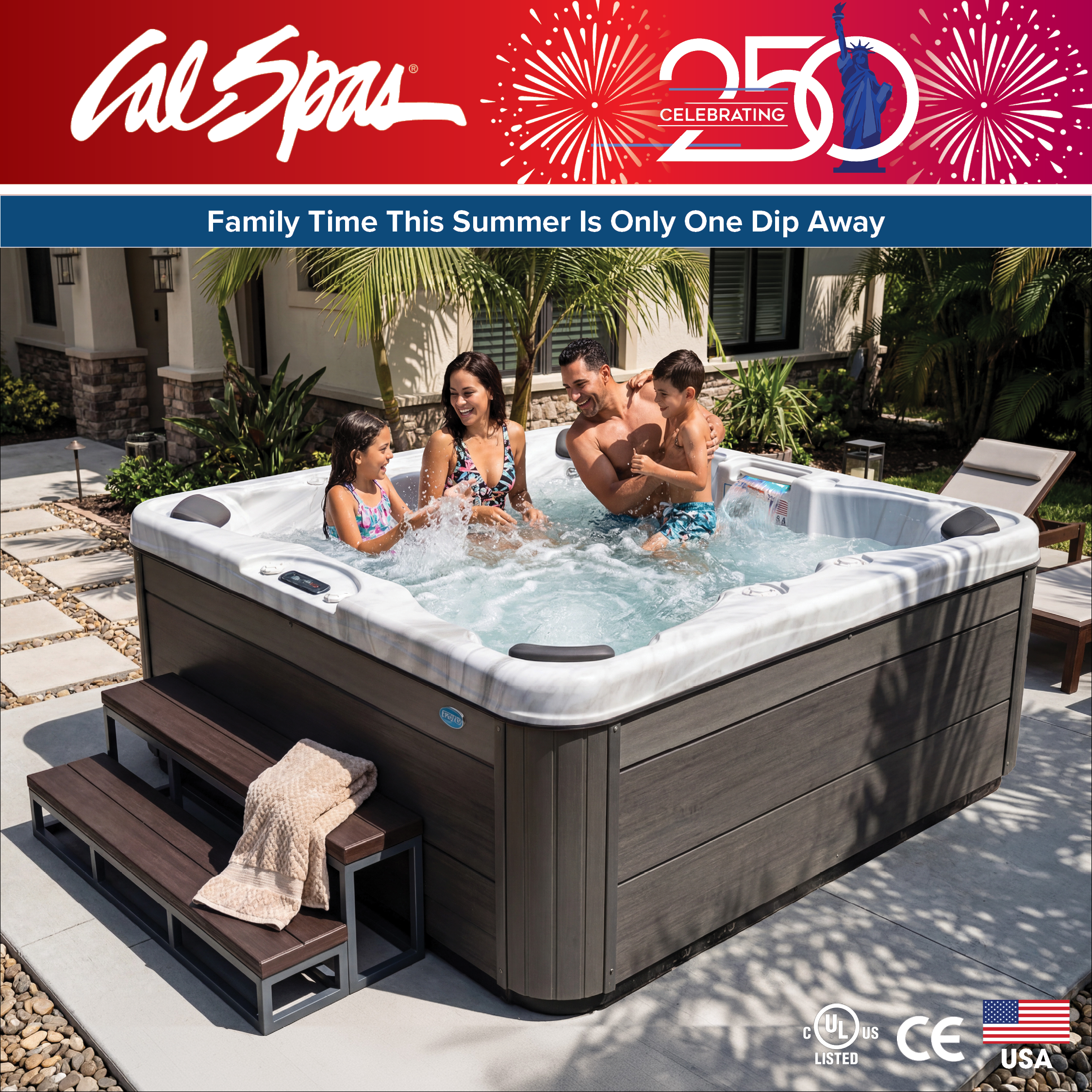 Calspas hot tub being used in a family setting - Mount Prospect